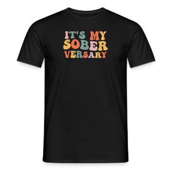 frauen nüchterne erholung groovy wellig retro - Männer T-Shirt - Schwarz - Vorne - AI Model Male 178 light (178cm)