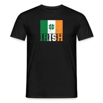 Drapeau irlandais patriotique Irlande trèfle - T-shirt homme - noir - Devant - AI Model Male 178 light (178cm)