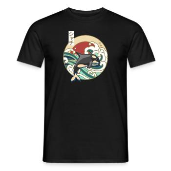 Épaulard japonais rétro grande vague orque orque - T-shirt homme - noir - Devant - AI Model Male 178 light (178cm)