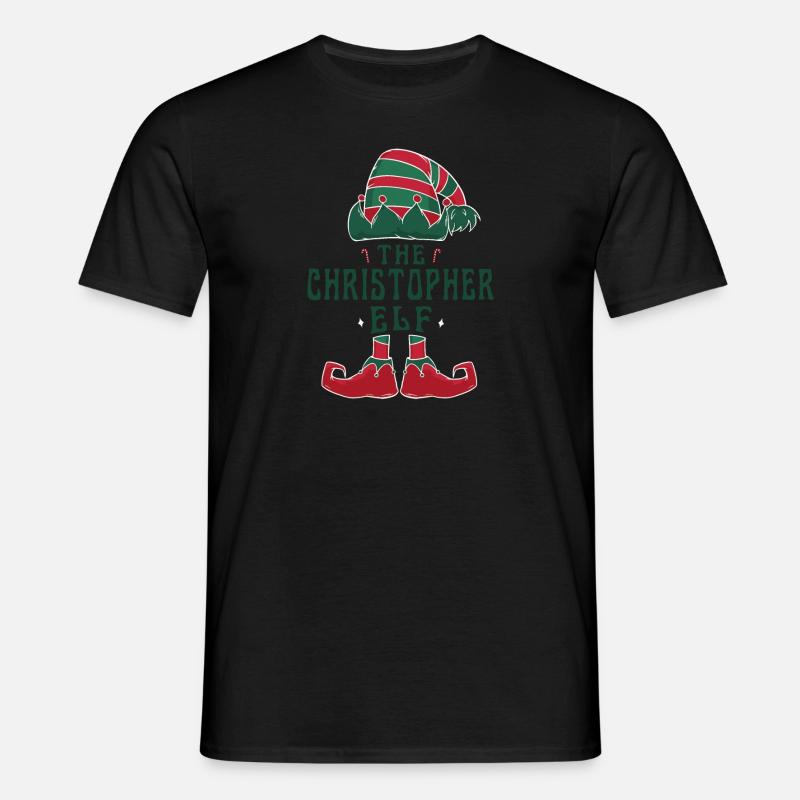 Christopher Elf Personalized Name Christmas - Men's T-Shirt - black