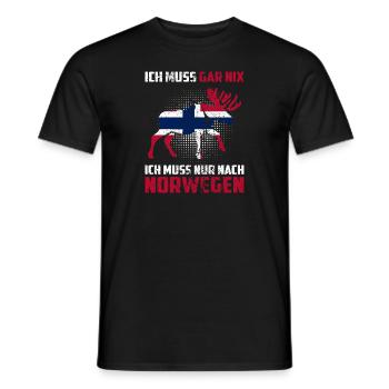 ICH MUSS GAR NIX ICH MUSS NUR NACH Norwegen Skandi - Männer T-Shirt - Schwarz - Vorne - AI Model Male 178 light (178cm)