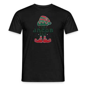 Jacob Elf Nom personnalisé Noël Famille - T-shirt homme - noir - Devant - AI Model Male 178 light (178cm)