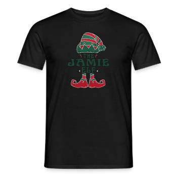 The Jamie Elf Pajama for Funny Christmas Holiday - Men's T-Shirt - black - Front - AI Model Male 178 light (178cm)