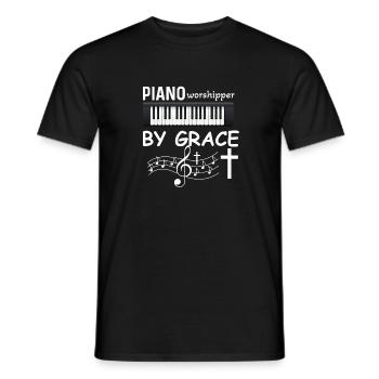 Pianiste chrétien Jésus Pianiste Musicien - T-shirt homme - noir - Devant - AI Model Male 178 light (178cm)