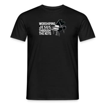 Pianiste chrétien Jésus Pianiste Musicien - T-shirt homme - noir - Devant - AI Model Male 178 light (178cm)