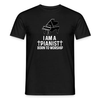 Pianiste chrétien Jésus Pianiste Musicien - T-shirt homme - noir - Devant - AI Model Male 178 light (178cm)