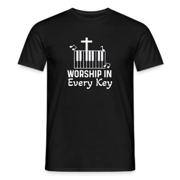 Christian Pianist Jesus Piano Player Musician - Men's T-Shirt - black - Front - AI Model Male 178 light (178cm)