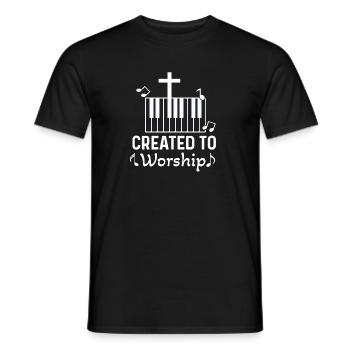Pianiste chrétien Jésus Pianiste Musicien - T-shirt homme - noir - Devant - AI Model Male 178 light (178cm)