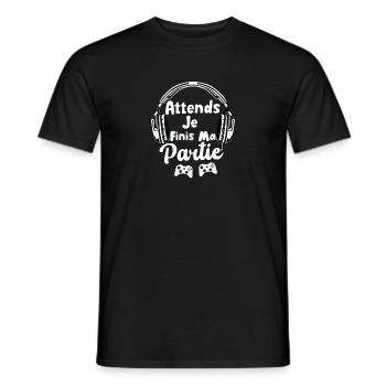 French Gamer Quote Wait I Finish My Game - Men's T-Shirt - black - Front - AI Model Male 178 light (178cm)
