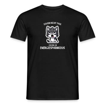 Faule Katze im Energiesparmodus - Männer T-Shirt - Schwarz - Vorne - AI Model Male 178 light (178cm)