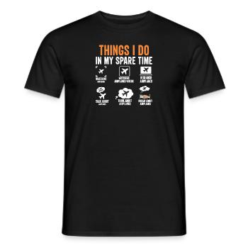 Lustige Flugzeuge Dinge, die ich in meiner Freizeit mache Retro - Männer T-Shirt - Schwarz - Vorne - AI Model Male 178 light (178cm)