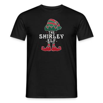 Shirley Elf Family Matching Group Christmas Dad - Men's T-Shirt - black - Front - AI Model Male 178 light (178cm)