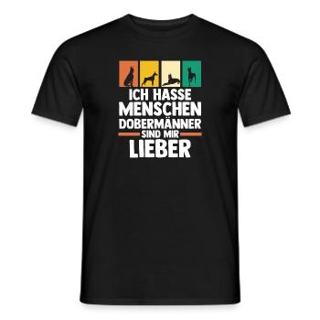 Hund Dobermann - Männer T-Shirt - Schwarz - Vorne - AI Model Male 178 light (178cm)
