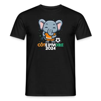 Côte D'ivoire 2024 Maillot Foot Éléphant Drapeau - T-shirt homme - noir - Devant - AI Model Male 178 light (178cm)