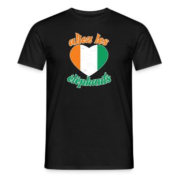 Côte D'ivoire 2024 Maillot Foot Éléphant Drapeau - T-shirt homme - noir - Devant - AI Model Male 178 light (178cm)