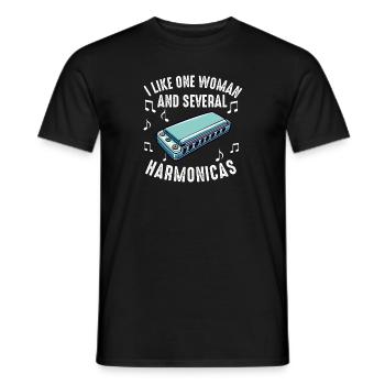 Harmonica Player For Men Women Funny Harmonicist - Men's T-Shirt - black - Front - AI Model Male 178 light (178cm)