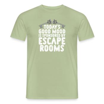 Salle d’évasion - T-shirt homme - vert sauge - Devant - AI Model Male 178 light (178cm)