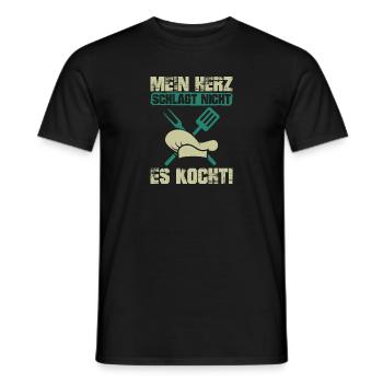 Koch Mein Herz kocht Chefkoch Hobbykoch Geschenk - Männer T-Shirt - Schwarz - Vorne - AI Model Male 178 light (178cm)