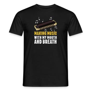 Harmonica Player For Men Women Funny Harmonicist - Men's T-Shirt - black - Front - AI Model Male 178 light (178cm)