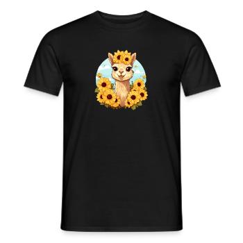 Alpaka mit Sonnenblumen - Männer T-Shirt - Schwarz - Vorne - AI Model Male 178 light (178cm)