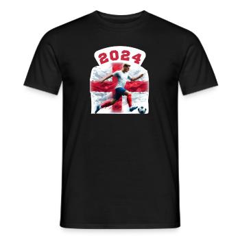 Fußballspieler 2024 Hintergrund der englischen Flagge - Männer T-Shirt - Schwarz - Vorne - AI Model Male 178 light (178cm)