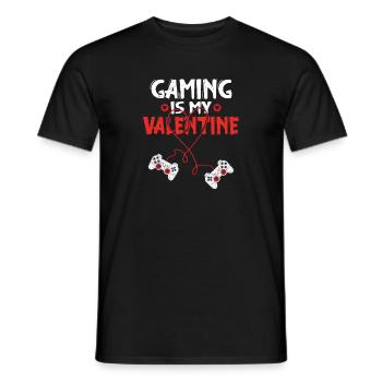 Valentines Day for Gamers Gaming is my Valentine - Men's T-Shirt - black - Front - AI Model Male 178 light (178cm)