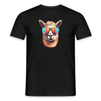 Alpaka mit Sonnenbrille - Männer T-Shirt - Schwarz - Vorne - AI Model Male 178 light (178cm)