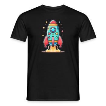 kindlich gestaltete Rakete - Männer T-Shirt - Schwarz - Vorne - AI Model Male 178 light (178cm)