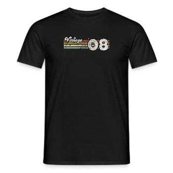 Retro Birthday Born In 2008 Slogan Phrase Quote - Men's T-Shirt - black - Front - AI Model Male 178 light (178cm)