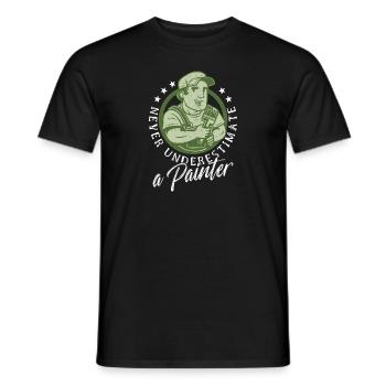 Ne sous-estimez jamais un peintre qui peint artistiquement - T-shirt homme - noir - Devant - AI Model Male 178 light (178cm)