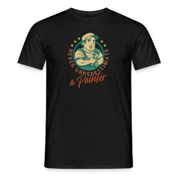 Ne sous-estimez jamais un peintre qui peint artistiquement - T-shirt homme - noir - Devant - AI Model Male 178 light (178cm)