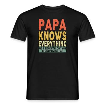 Papa sait tout T-shirt Funny Papa - T-shirt homme - noir - Devant - AI Model Male 178 light (178cm)