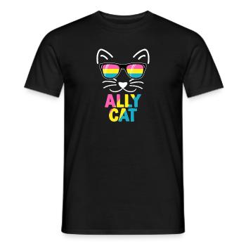 Ally Cat Pansexual Stuff Pan Pride Flag LGBTQ - Men's T-Shirt - black - Front - AI Model Male 178 light (178cm)