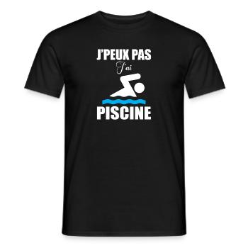 Je ne peux pas j’ai une piscine en français - T-shirt homme - noir - Devant - AI Model Male 178 light (178cm)