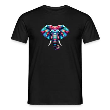 Elephant in polygon illustration - Men's T-Shirt - black - Front - AI Model Male 178 light (178cm)