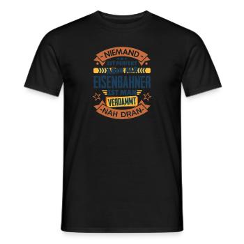 Locomotive Railroad Worker Perfect Man - Men's T-Shirt - black - Front - AI Model Male 178 light (178cm)