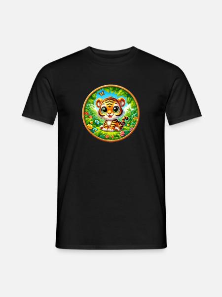 Tigre, Bébé Tigre - T-shirt homme - noir