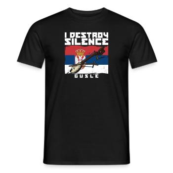 I destroy silence gusle Serbien Balkan Flagge - Männer T-Shirt - Schwarz - Vorne - AI Model Male 178 light (178cm)