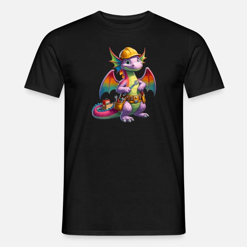 Drache als Handwerker - Männer T-Shirt - Schwarz
