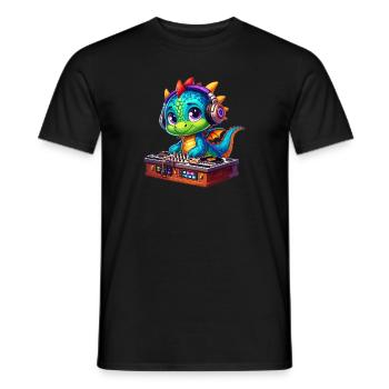 Drache DJ, Discjockey, Diskjockey oder Disk Jockey - Männer T-Shirt - Schwarz - Vorne - AI Model Male 178 light (178cm)