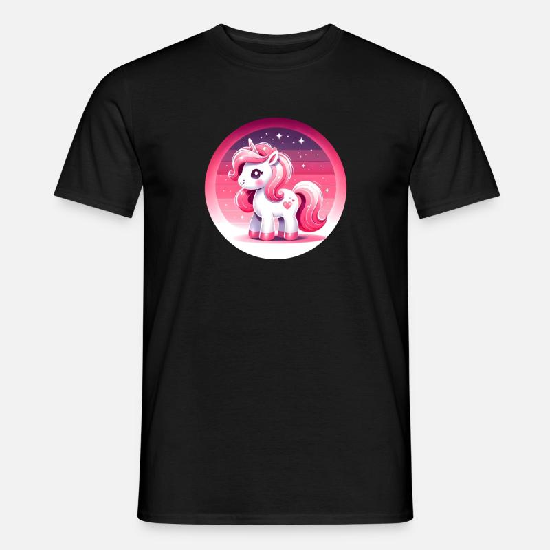 Einhorn in rosa Comicstyle - Männer T-Shirt - Schwarz