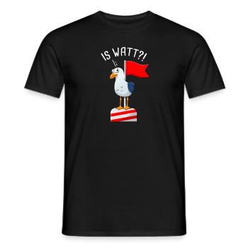 Is Watt Möwe Norddeutschland Norddeutsche - Männer T-Shirt - Schwarz - Vorne - AI Model Male 178 light (178cm)