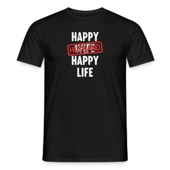 Happy Wife Husband Happy Life LGBTQ Turned Gay - Männer T-Shirt - Schwarz - Vorne - AI Model Male 178 light (178cm)