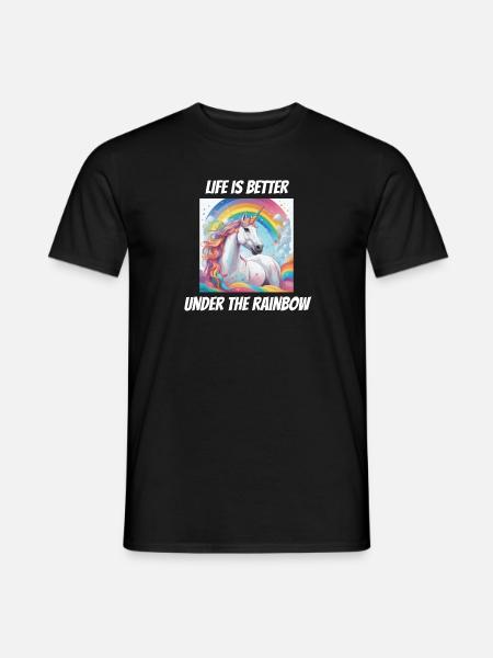 Life is better under the rainbow Unicorn - Men's T-Shirt - black