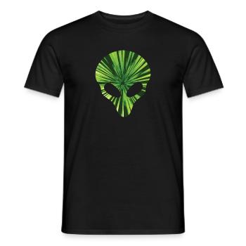 Alien Head Glowing Green T-Shirt Funny Space UFO - Men's T-Shirt - black - Front - AI Model Male 178 light (178cm)