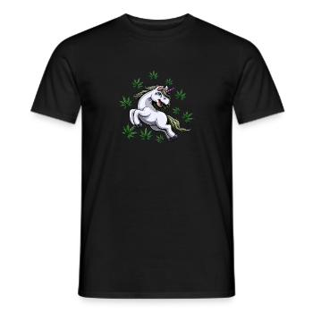 Unicorn in Rain of Hemp Leaves - Men's T-Shirt - black - Front - AI Model Male 178 light (178cm)