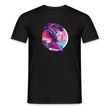 Geisha des années 80 Cyborg Lady - T-shirt homme - noir - Devant - AI Model Male 178 light (178cm)