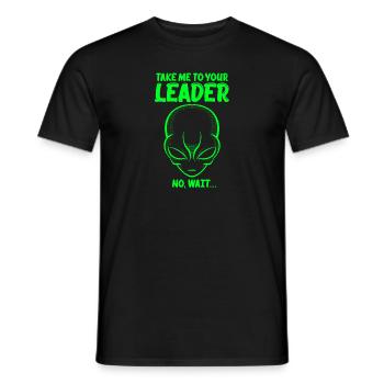 Take Me To You Leader No Wait Funny UFO Space Pun - Men's T-Shirt - black - Front - AI Model Male 178 light (178cm)