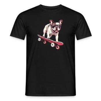 Französische Bulldogge skateboarding - Männer T-Shirt - Schwarz - Vorne - AI Model Male 178 light (178cm)