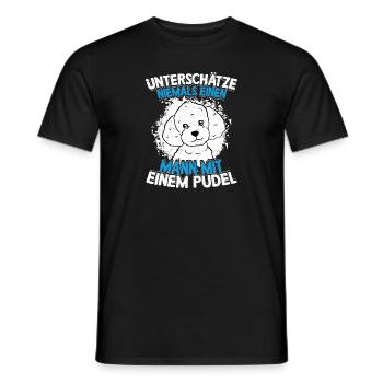 Man with a Poodle Master Dogs Dog Mistress - Men's T-Shirt - black - Front - AI Model Male 178 light (178cm)